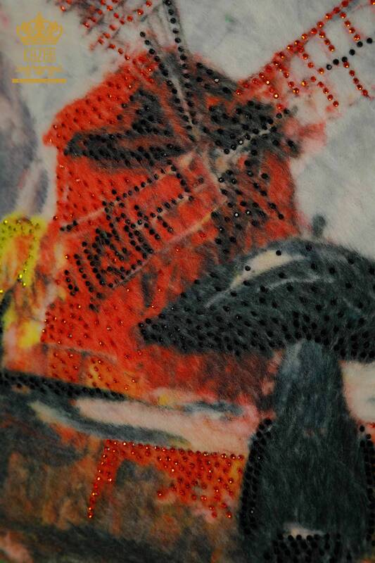 الجملة المرأة الأنجورا تريكو سترة حجر مطرزة الرقمية - 40016 | كازي