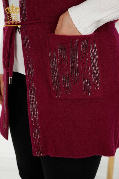 سترة نسائية بالجملة مطرزة بالكريستال بنفسجي - 30495 | كازي - 4