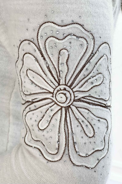 كنزة نسائية انجورا مطرزة بالزهور - 18875 | KAZEE - Thumbnail