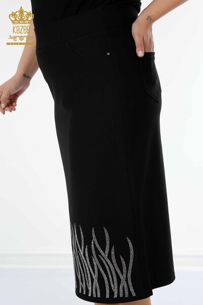 تنورة نسائية بجيب طويل - اسود - 4190 | كازي - 8