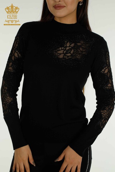 KAZEE - ملابس تريكو نسائية بالجملة مع تفاصيل تول أسود - 30768 | كازي (1)