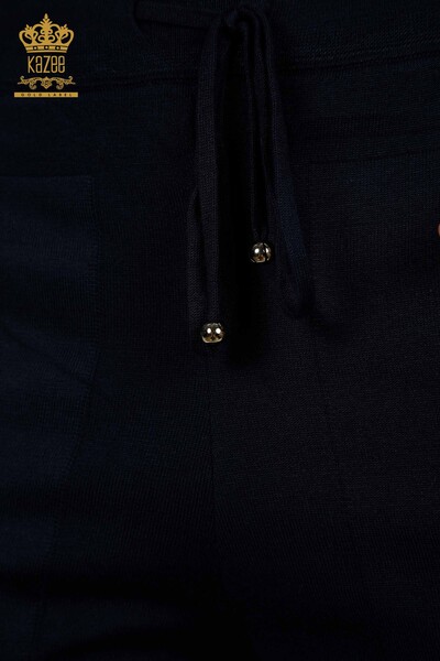 طقم رياضي نسائي بالجملة حجر مطرز كحلي - 16662 | كازي - 10