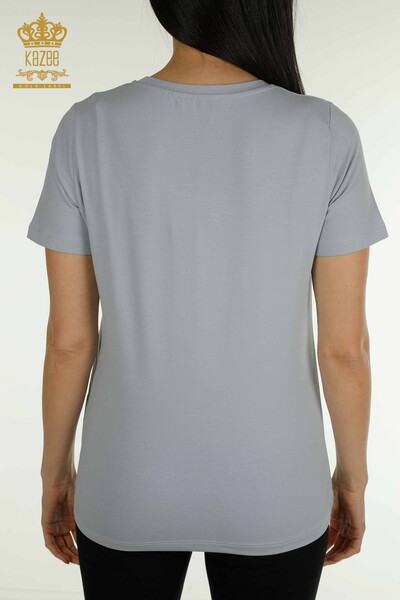 بلوزة نسائية بالجملة أزرق أساسي - 79562 | كازي - 6