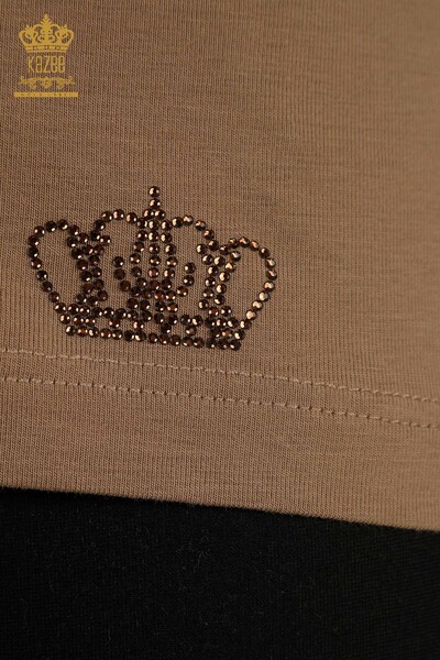 بلوزة نسائية بالجملة بني فاتح أساسي - 79562 | كازي - 4