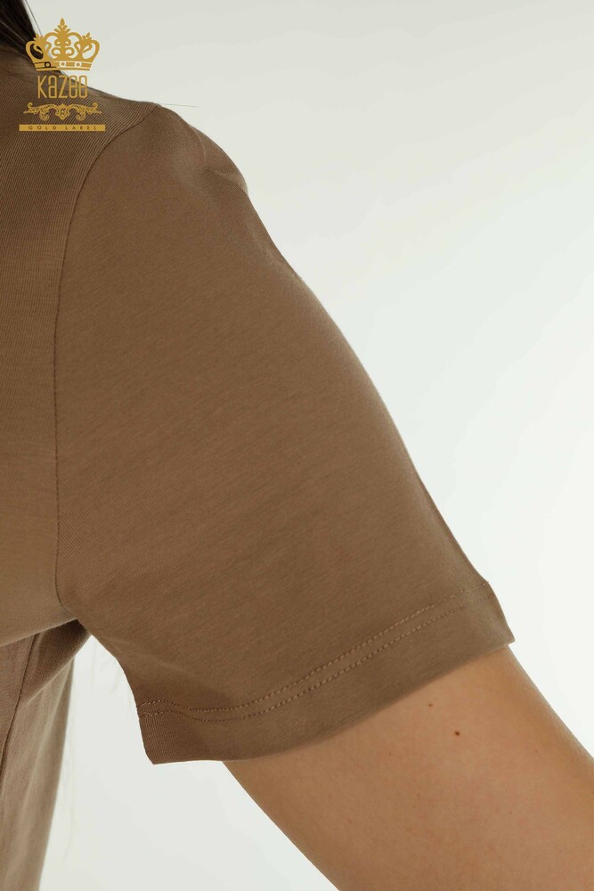 بلوزة نسائية بالجملة بني فاتح أساسي - 79562 | كازي - 5