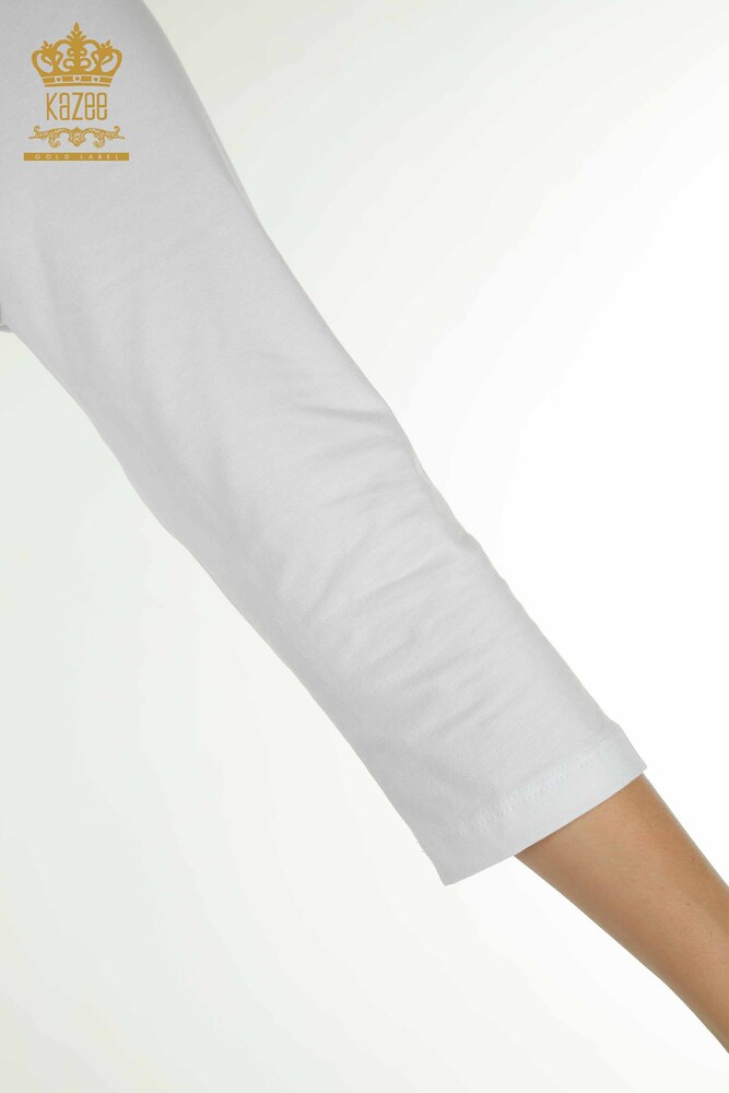 بلوزة نسائية مطرزة بالحجر الأبيض بالجملة - 79565 | كازي - 4