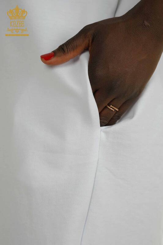 فستان نسائي بالجملة جيب مفصل إكرو - 2402-231039 | اس اند ام