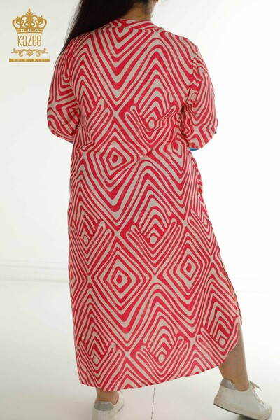 فستان نسائي أحمر مع تفاصيل جيوب بالجملة - 2402-211647 | اس اند ام - Thumbnail