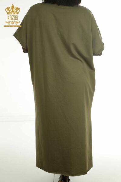 فستان نسائي بالجملة جيب مفصل كاكي - 2402-231039 | اس اند ام - Thumbnail