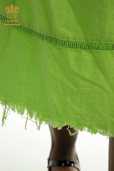 الجملة فستان نسائي زر مفصلة الفستق الأخضر - 2402-211606 | اس اند ام - Thumbnail