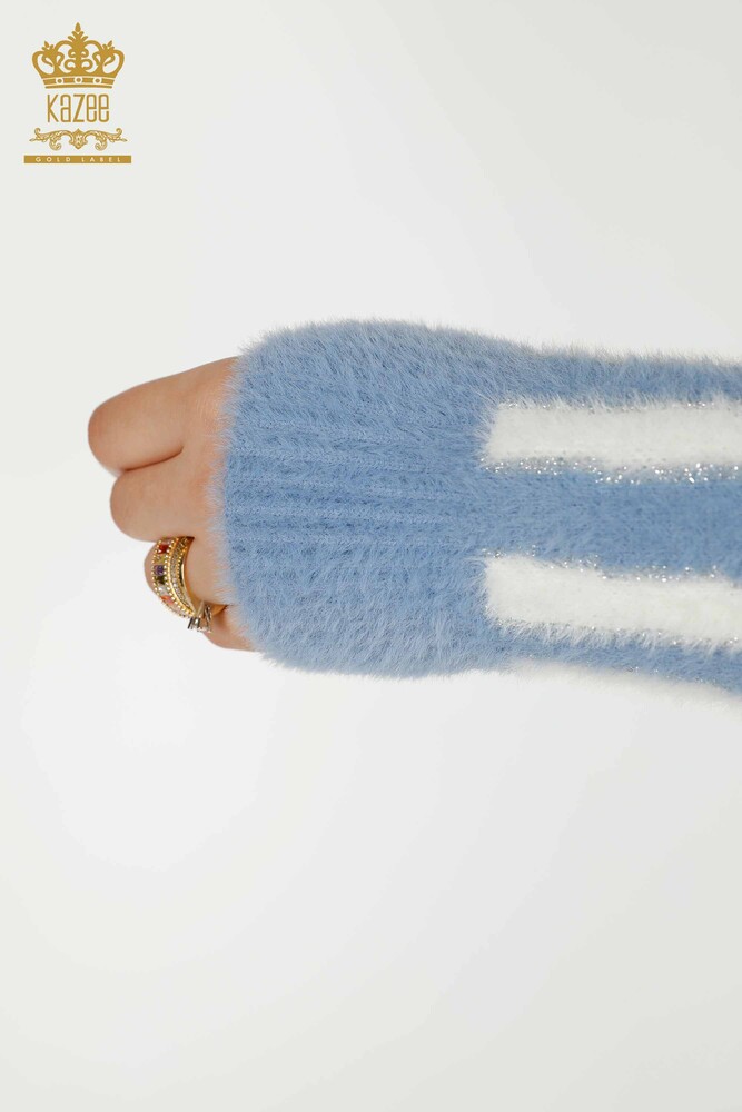 سترة نسائية بالجملة أنجورا ذو لونين أزرق - 30312 | كازي - 6