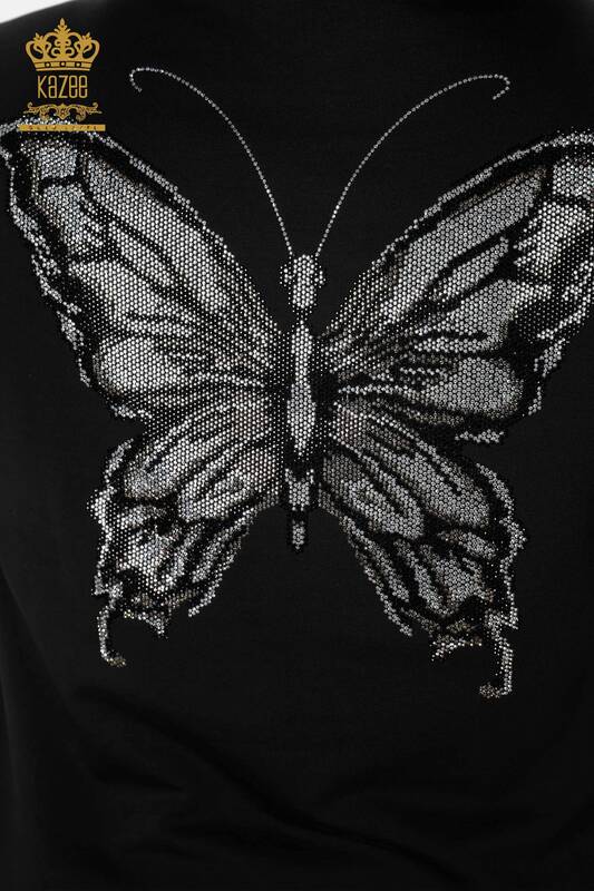 بدلة رياضية نسائية للبيع بالجملة بنمط الفراشة أسود - 17391 | كازي