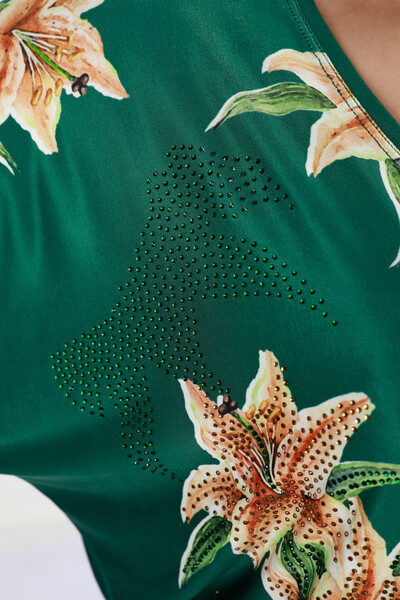 ملابس نسائية بالجملة قطن نقش زهري رقمي -12064 | كازي - Thumbnail