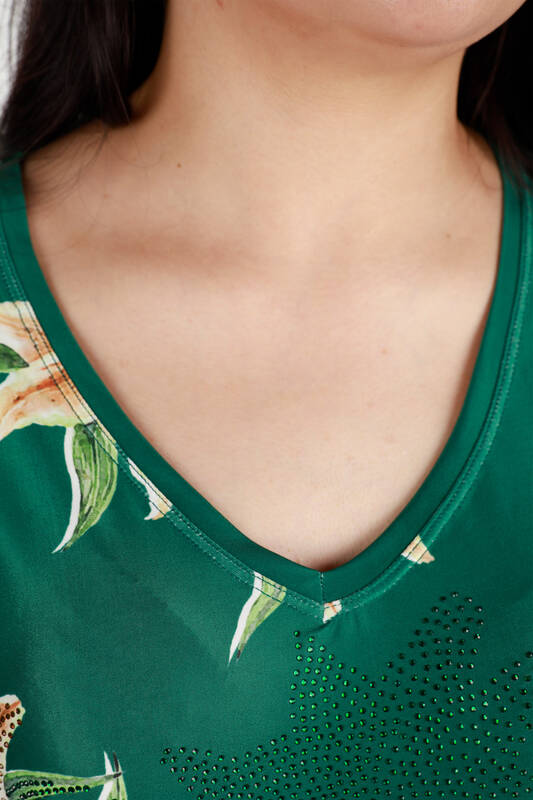 ملابس نسائية بالجملة قطن نقش زهري رقمي -12064 | كازي