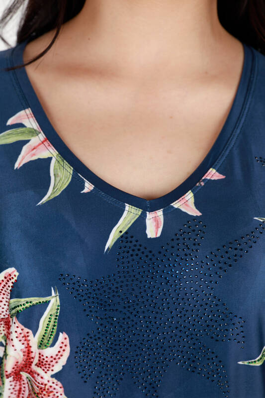 ملابس نسائية بالجملة قطن نقش زهري رقمي -12064 | كازي