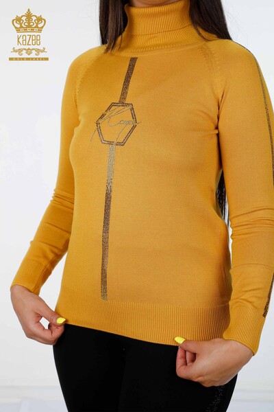 ملابس تريكو نسائية بالجملة بشعار Kazee بأكمام مزخرفة ومطرزة - 16633 | كازي - Thumbnail