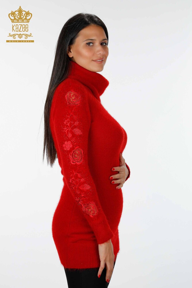 تونيك تريكو نسائي بأكمام تول مطرزة بأحجار الأنجورا - 18888 | كازي - 17