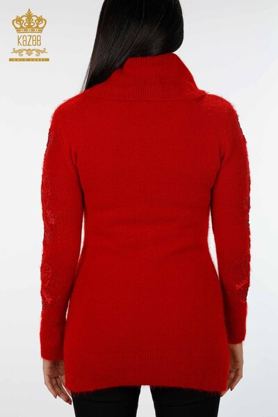 تونيك تريكو نسائي بأكمام تول مطرزة بأحجار الأنجورا - 18888 | كازي - 21