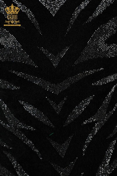 كنزة تريكو نسائية بالجملة أنجورا أسود - 16994 | KAZEE - 3