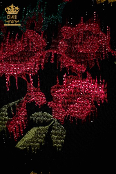 ملابس تريكو نسائية بالجملة مزخرفة بأحجار الورد مطرزة بالأحجار - 16643 | كازي - Thumbnail