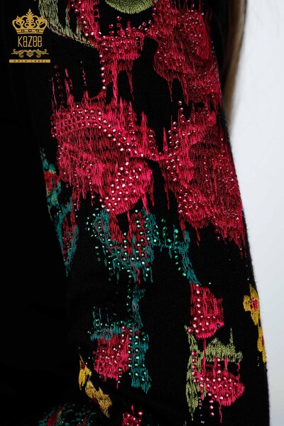 ملابس تريكو نسائية بالجملة مزخرفة بأحجار الورد مطرزة بالأحجار - 16643 | كازي - Thumbnail