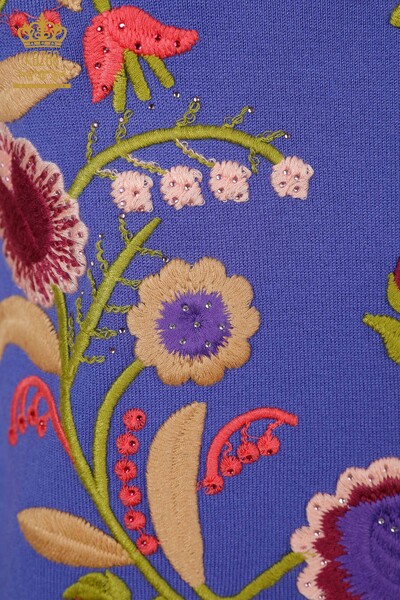 تريكو نسائي موديل أمريكي ستون بألوان زهرية ملونة - 16755 | كازي - Thumbnail