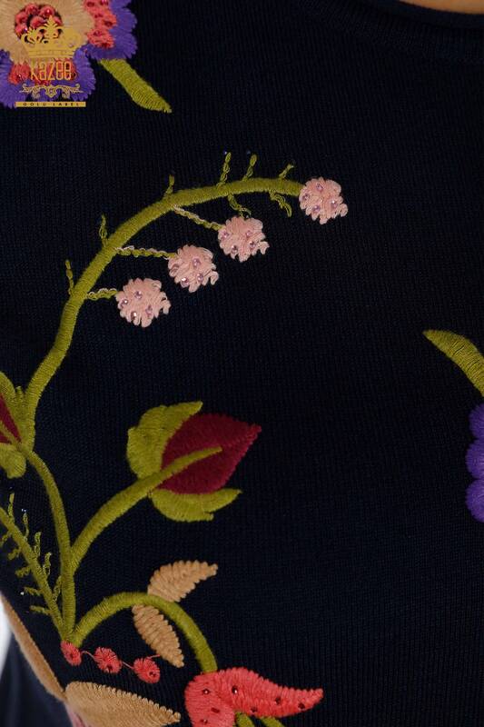 تريكو نسائي موديل أمريكي ستون بألوان زهرية ملونة - 16755 | كازي