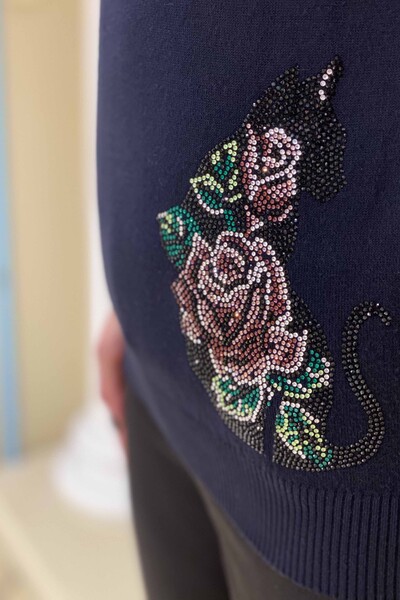 ملابس تريكو مطرزة بنقشة الزهور للنساء بالجملة -13752 | كازي - Thumbnail