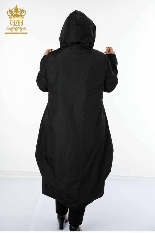 معطف واق من المطر للنساء للبيع بالجملة جيب مقنعين بسحاب مفصل - 7572 | كازي