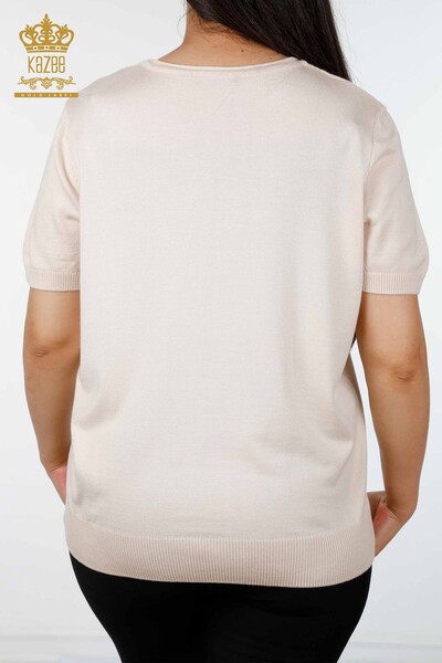 ملابس تريكو نسائية أساسية بأكمام قصيرة ورقبة دائرية فسكوز - 16271 | كازي - Thumbnail