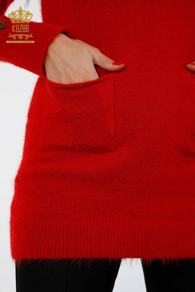 تونيك أنجورا للنساء بالجملة مطرز بأكمام جيب مُطرزة - 18870 | كازي - Thumbnail