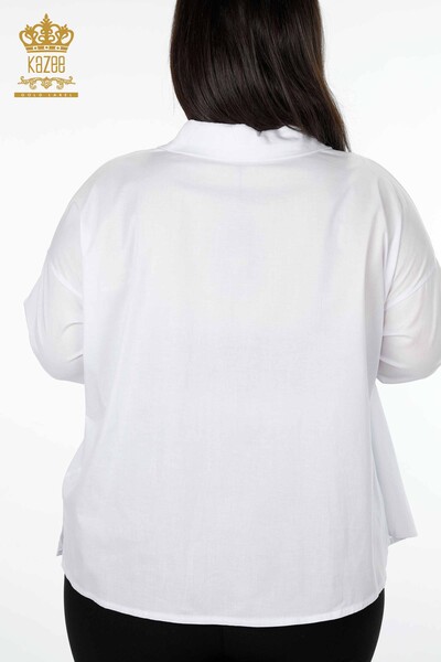 قميص نسائي بالجملة بجيب دانتيل قطن مفصل - 20207 | كازي - Thumbnail