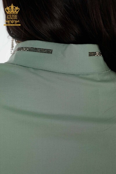 الجملة النسائية قميص جيب مفصل النعناع - 20139 | كازي - Thumbnail