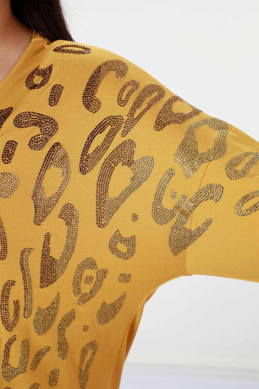 كم طويل مطرز بنقشة جلد الفهد للنساء - 78910 | كازي