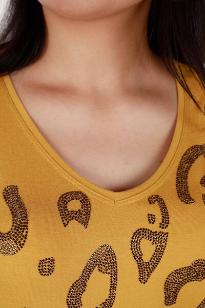 كم طويل مطرز بنقشة جلد الفهد للنساء - 78910 | كازي - Thumbnail
