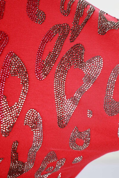 كم طويل مطرز بنقشة جلد الفهد للنساء - 78910 | كازي - Thumbnail