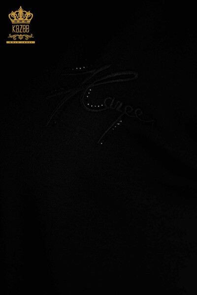 بلوزة نسائية بأكمام قصيرة لون أسود - 79302 | كازي - Thumbnail