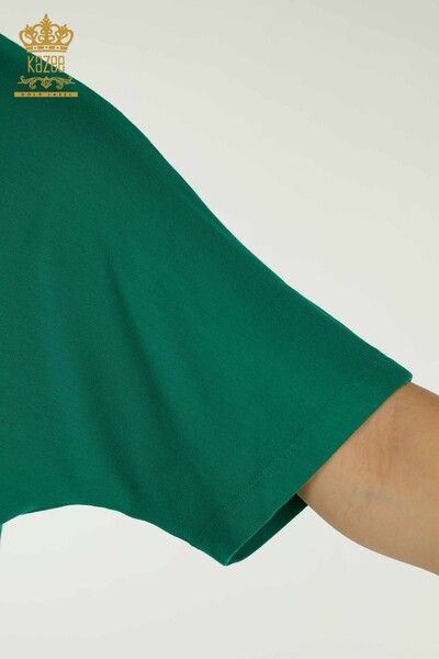 بلوزة نسائية بأكمام قصيرة لون اخضر - 79302 | كازي - Thumbnail
