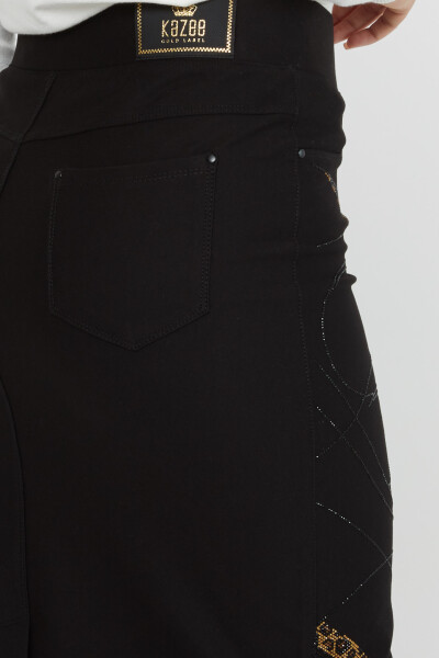 Jupe Léopard Pierre Brodée Poche Noir - 4267 | KAZEE (Lot de 4 36-38-40-42) - 5