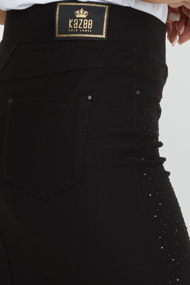 Jupe taille élastique brodée de pierres Noir - 4162 | KAZEE (Lot de 4 42-44-46-48) - 5