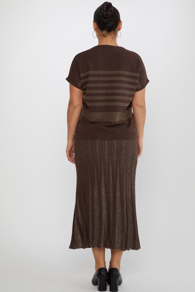 Jupe en tricot Couleur Transitionnelle Détail Pailleté Marron - 31530 | KAZEE (Lot de 3 M-L-XL) - 5