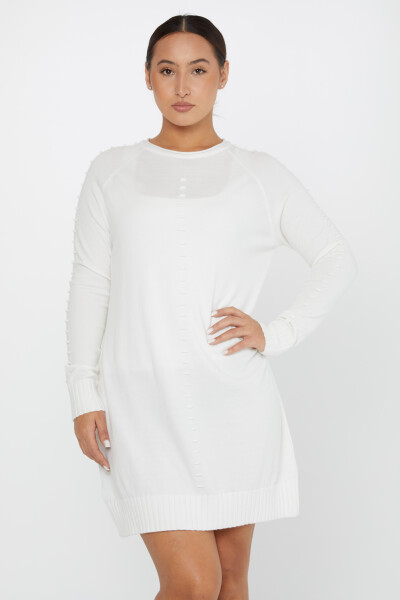 Kabartmalı Triko Kazak Ekru - 2425-31119 | KAZEE (2'li Set M-2) - Kazee