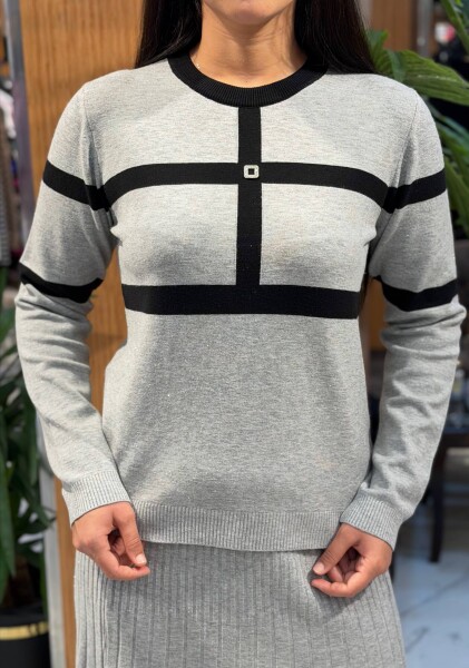 KADIN KAZAK GRI - SIYAH (M-L-XL) - 2