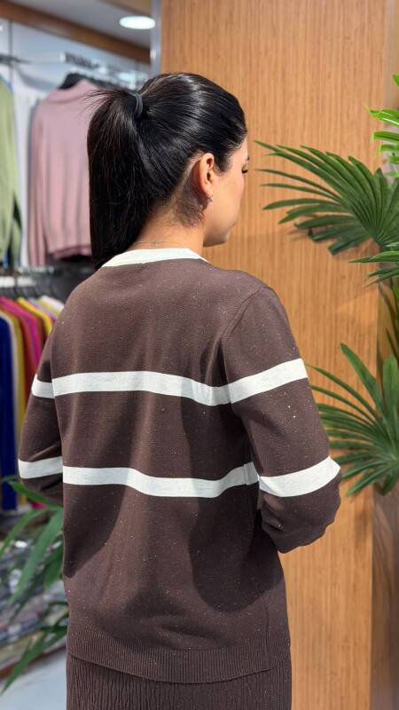 KADIN KAZAK KAHVE-EKRU (M-L-XL) - 3
