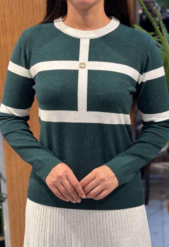 KADIN KAZAK Petrol-Ekru (M-L-XL) - 3