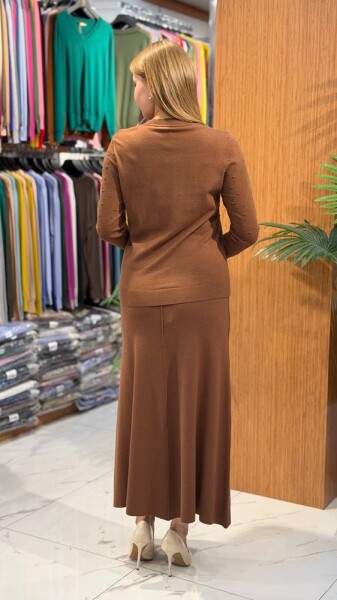 KADIN TRİKO ETEK KAHVE (M-L-XL) - 2