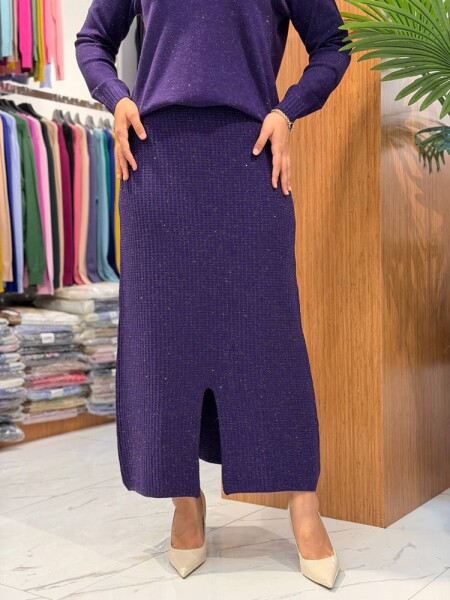 KADIN TRİKO ETEK MOR (M-L-XL) - 2