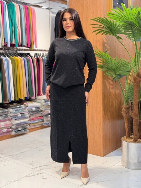KADIN TRİKO ETEK SIYAH (M-L-XL) - Kazee