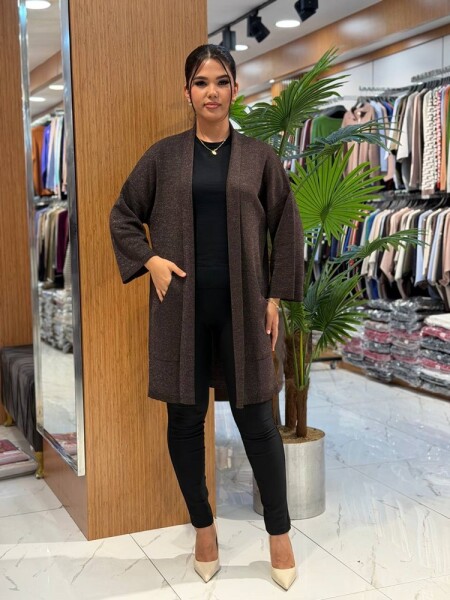KADIN TRİKO HIRKA KAHVE (L-XL-XXL) - 2