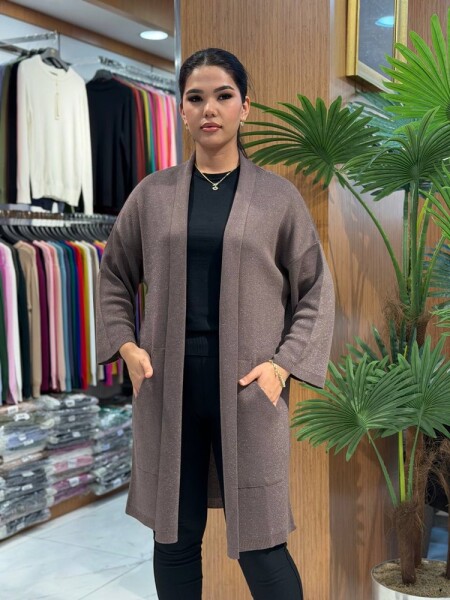 KADIN TRİKO HIRKA VİZON (L-XL-XXL) - Kazee